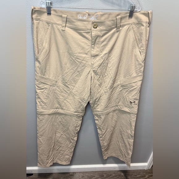 Under Armour Men's Beige/Tan Ripstop Convertible Heat Gear Pants Size 40 - Picture 1 of 6